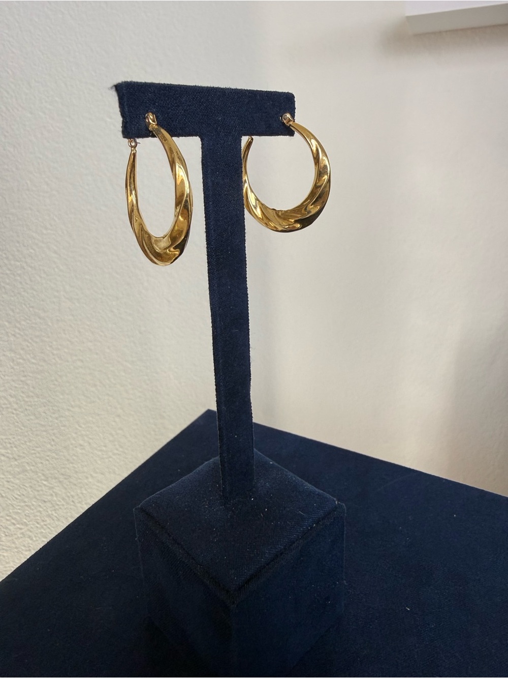 14k Yellow Gold Twisted Hoop Earrings - Women's Jewelry